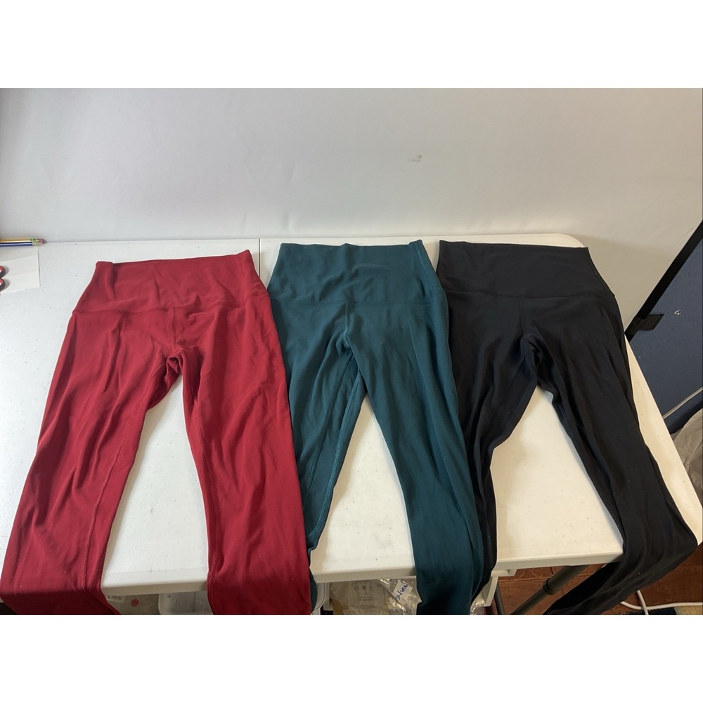 LULULEMON‎ Lot Of 3 Black, maroon, green Size 4 Yoga Athleisure Leggings